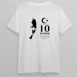 10 Kasım Atatürk Baskılı T-shirt - Beyaz
