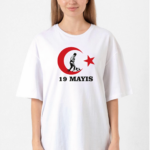19 Mayıs Baskılı T-shirt - Beyaz