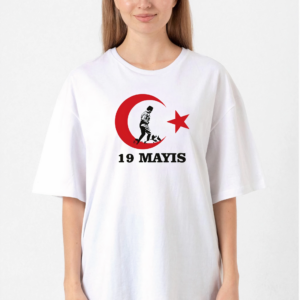 19 Mayıs Baskılı T-shirt - Beyaz