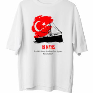 19 Mayıs Unisex Baskılı T-shirt - Beyaz