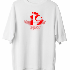 19 Mayıs Unisex Baskılı T-shirt - Beyaz