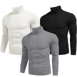 Erkek 3 Adet Kaşkorse Boğazlı Full Likralı Fitilli Body Kazak