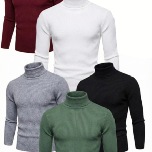 ERKEK 5'li Siyah, Beyaz, Bordo, Gri, Haki Kaşkorse Boğazlı Full Likralı Fitilli Body Kazak