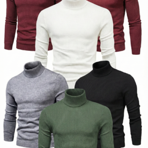 ERKEK 6'lı Siyah, Beyaz, Bordo, Gri, Haki Kaşkorse Boğazlı Full Likralı Fitilli Body Kazak