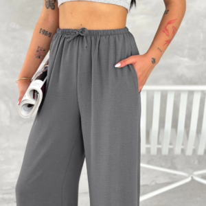 Ayrobin Oversize Kadın Pantalon - Füme