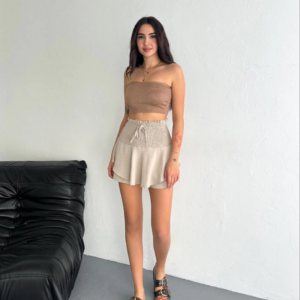 Ayrobin Şortlu Etek - Bej