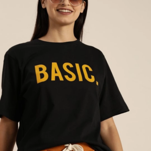 Baskılı Kadın T-shirt - Siyah