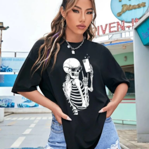 Baskılı Kadın T-shirt - Siyah