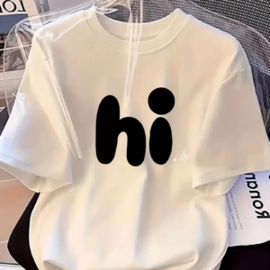 Kadın Bisiklet yaka Baskılı Kısa Kol Yazlık T-shirt - Beyaz