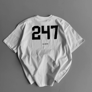 Erkek Penye Compack Baskılı Oversize Bisiklet Yaka Kısa Kol Yazlık T-shirt - Beyaz