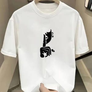 Bisiklet Yaka Tişört Yaratıcı Karikatür Baskı - Yumuşak Polyester Her Mevsim - Beyaz