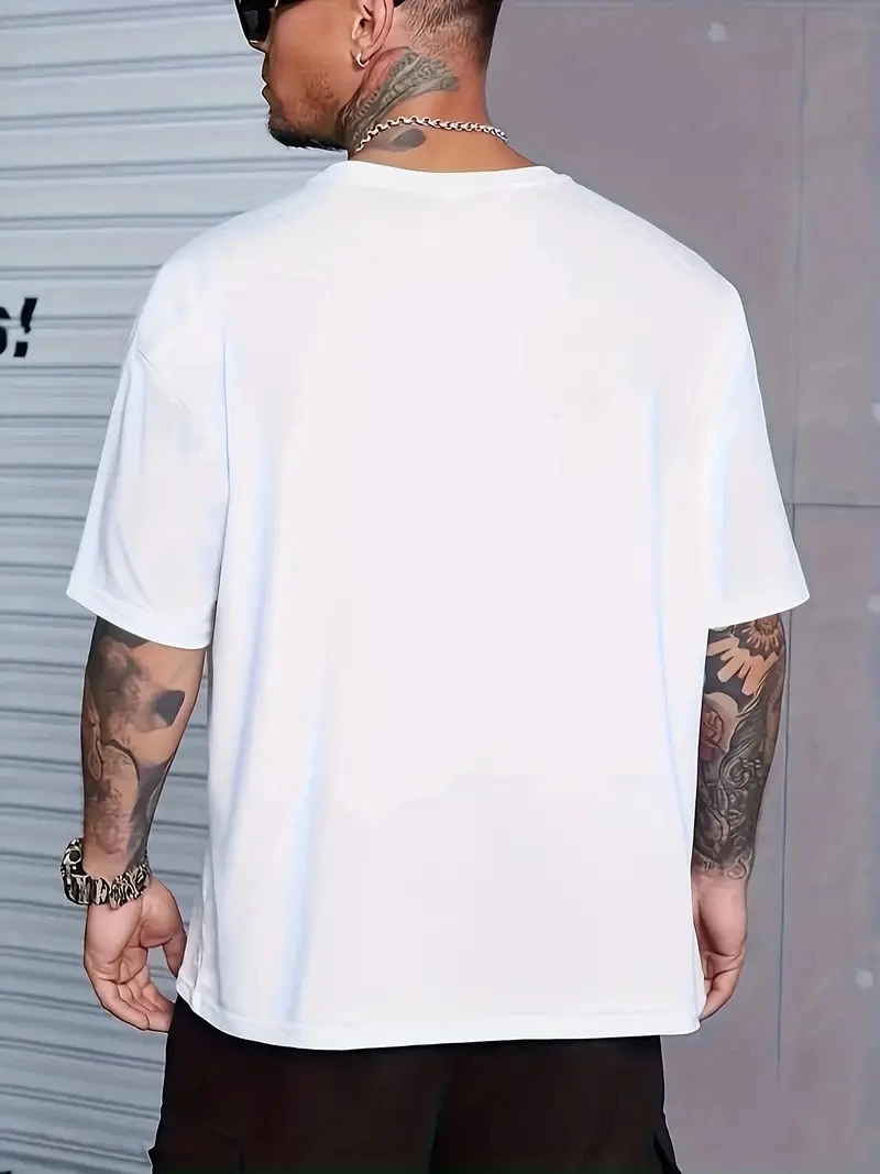 Sporda Günlük Hayata Giyilebilir GYM Baskılı Oversize Bisiklet Yaka Erkek T-shirt - Beyaz - Görsel 2