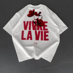 Erkek Baskılı Oversize Bisiklet Yaka T-shirt - Beyaz