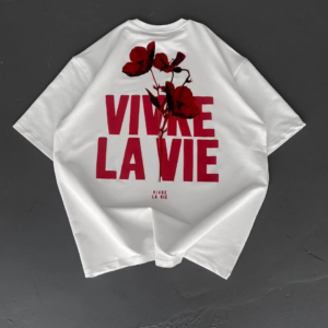 Erkek Baskılı Oversize Bisiklet Yaka T-shirt - Beyaz