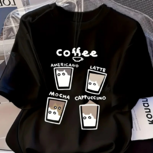 Kadın Penye Compack Baskılı  Bisiklet Yaka Kısa Kol Yazlık T-shirt - Siyah