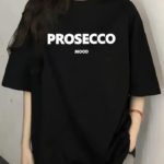 Kadın Penye Compack Baskılı  Kısa Kol Bisiklet Yaka T-shirt - Siyah