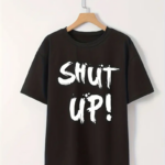 Kadın  Baskılı Oversize Bisiklet Yaka  Kısa Kol Yazlık T-shirt - Siyah