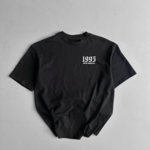 Erkek Penye Compack Baskılı Oversize Bisiklet Yaka Kısa Kol Yazlık T-shirt - Siyah