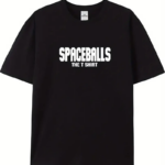 Erkek  Penye  SPACEBALLS Erkek Baskılı  Bisiklet Yaka Kısa Kol Yazlık T-shirt - Siyah