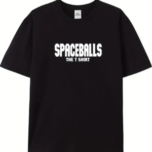 Erkek  Penye  SPACEBALLS Erkek Baskılı  Bisiklet Yaka Kısa Kol Yazlık T-shirt - Siyah