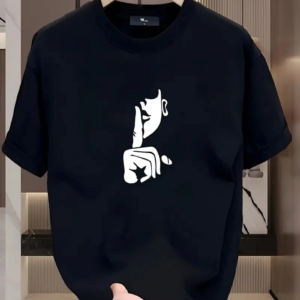 Bisiklet Yaka Tişört Yaratıcı Karikatür Baskı - Yumuşak Polyester Her Mevsim - Siyah