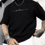 Büyük Beden Erkek "Whatever" Baskılı Tişört Oversize Erkekler İçin Yaz Modası Kısa - Siyah