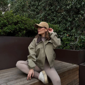 Çift Yakalı Ceket Mont - Yeşil