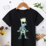 Bisiklet Yaka Kısa Kol Çocuk Baskılı T-Shirt - Siyah