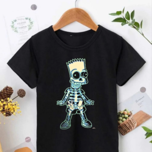 Bisiklet Yaka Kısa Kol Çocuk Baskılı T-Shirt - Siyah