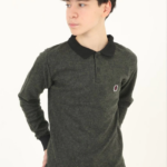 Çocuk Selanik Yaka Nakışlı Kazak - Haki