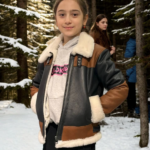 Çocuk Yakalı Parçalı Kürk - Kahve