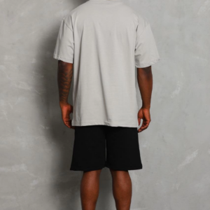 ERKEK Oversize Düz Bisiklet Yaka T-Shirt - Gri