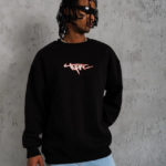 Erkek 3 İplik Gangster Baskılı Sweatshirt - Siyah