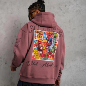 Erkek 93 Dijital Parça Baskılı Kapşonlu Sweat - Gül Kurusu