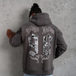 Erkek 98 Baskılı Kapşonlu Sweat - Gri