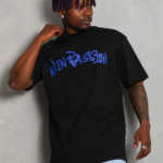 ERKEK Oversize Baskılı Bisiklet Yaka - Siyah