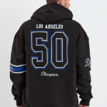 Erkek Baskılı Kapşonlu Üç iplik Oversize Sweatshirt - Siyah