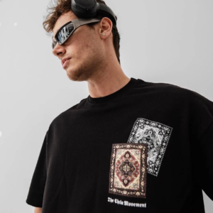 Erkek Baskılı Oversize T-shirt - Siyah