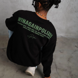 Erkek Oversize Sweatshirt Siyah | Ön ve Sırt Baskılı Üç İplik İçi Pamuklu Kalıp - Siyah