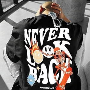 Erkek Bisiklet Yaka Kısa Kol Baskılı T-shirt - Siyah