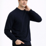 Erkek Bisiklet Yaka Triko Kazak yumuşak dokulu Pamuklu ince Dokuma uzun kollu - Lacivert