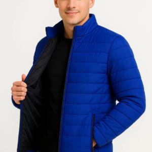 Erkek Bomber Mont Ceket – Su İtici Kumaş, Kapitone Astarlı, Fermuarlı, Kışlık - Saks Mavisi