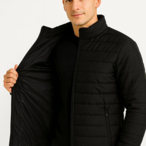 Erkek Bomber Mont Ceket – Su İtici Kumaş, Kapitone Astarlı, Fermuarlı, Kışlık - Siyah