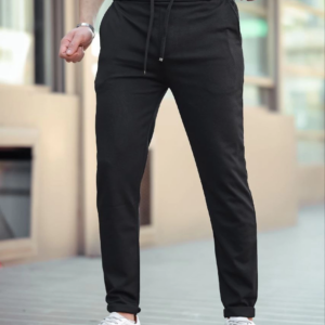 Erkek Diagonel Mikro dokulu Cepli Beli Lastilki Pantolon - Siyah