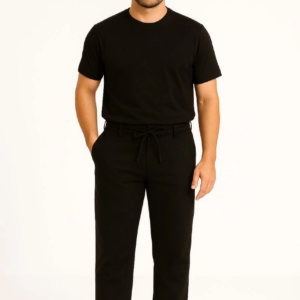 Erkek Diagonel Mikro dokulu Cepli Pantolon - Siyah