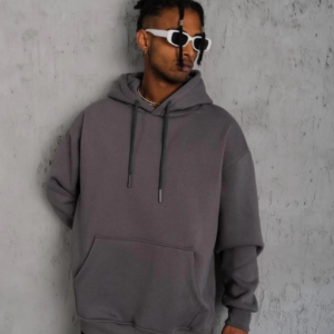 Erkek Düz Kapüşonlu Sweat - Gri