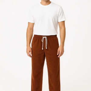 Erkek Fitilli Kadife Cepli Buggy Pantolon Oversize Rahat Kalıp - Kahverengi