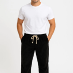 Erkek Fitilli Kadife Cepli Buggy Pantolon Oversize Rahat Kalıp - Siyah