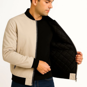 Erkek Bomber Mont Ceket Fermuarlı Kapitone İçi Astarlı Su İtici Regular Fit Uzun - Bej