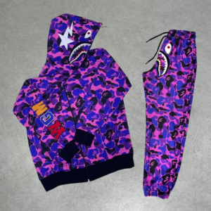 Unisex Pubg Bape x Shark Eşofman Takımı - Mor